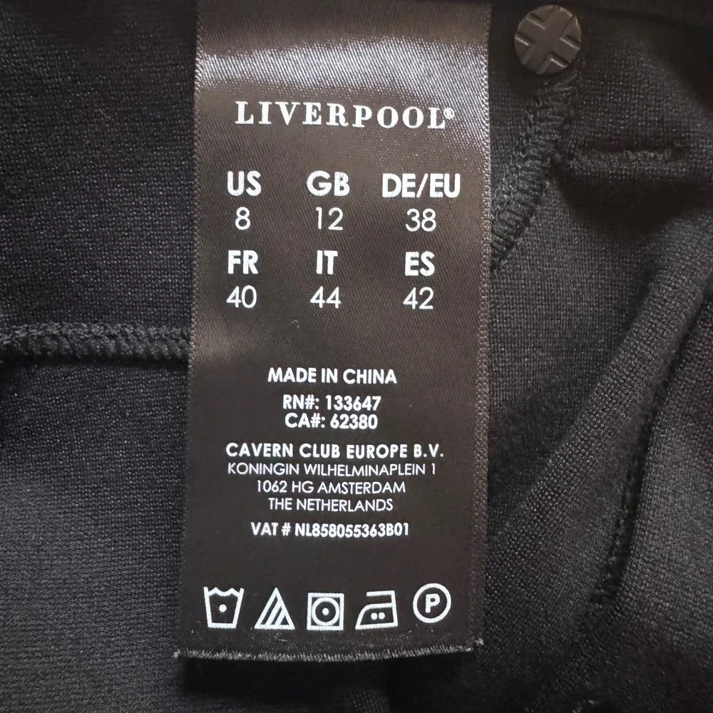 Liverpool Skinny Pants Women Size 8/29 Black Stretch Five Pocket Quiet Luxury